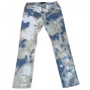 DAZL Tie-Dye Skinny Jeans Size 11 Street Utility Grunge White Blue Khaki